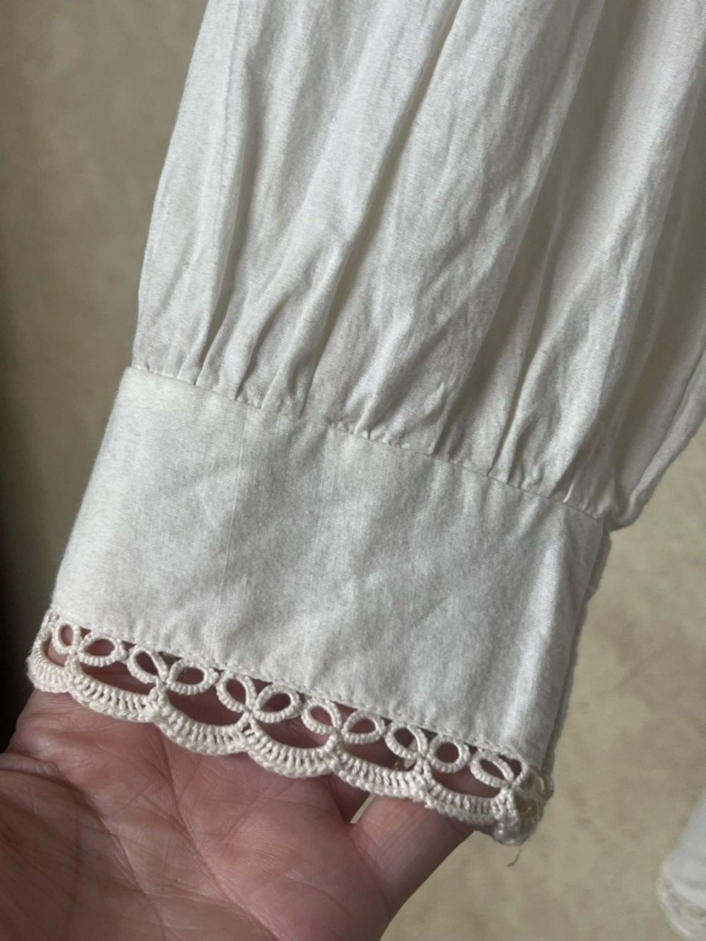 Adonna vintage white crochet ruffle long sleeve peasant cottagecore nightgown - Picture 11 of 14